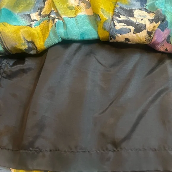 Vintage Floral Pleated Midi Skirt in Teal, Olive & Purple w/ pockets - Picture 2 of 5